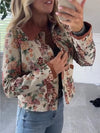 Women Lapel Printed Casual Jacket