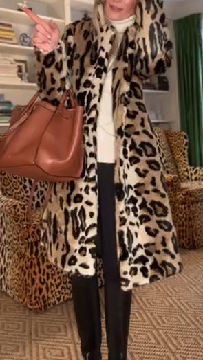 Women Lapel Printed Temperament Casual Coat