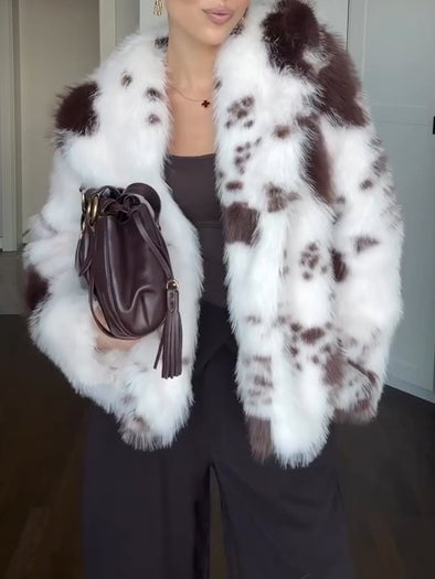 Women Lapel Plush Temperament Casual Coat