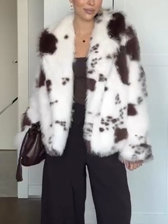 Women Lapel Plush Temperament Casual Coat