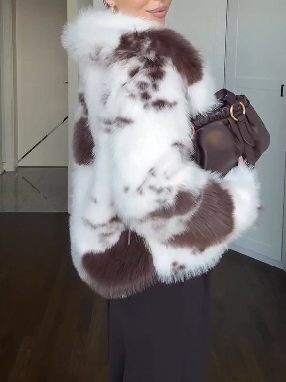 Women Lapel Plush Temperament Casual Coat
