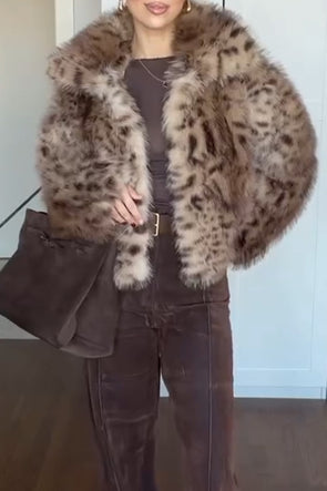 Women Lapel Plush Temperament Casual Coat
