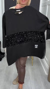 Women Round Neck Patchwork Sequined Casual Top