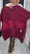 Women Round Neck Patchwork Sequined Casual Top