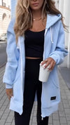Women Hooded Drawstring Casual Jacket