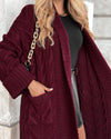Women Knitted Long Solid Color Casual Cardigan