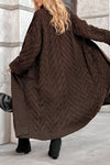 Women Knitted Long Solid Color Casual Cardigan