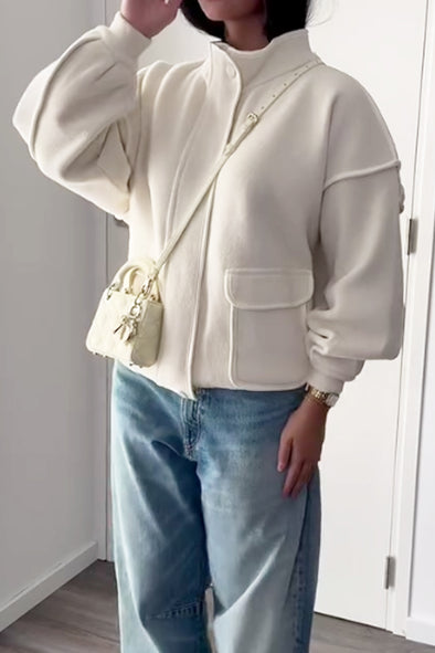 Women Elegant Simple Stand Collar Short Jacket