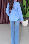 Women Elegant Work Waist Long Sleeve Shirt