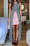 Women Casual Sleeveless Extra Long Cardigan Sweater