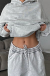 Women Simple Color-Coated Hooded Pullover Sweatshirt + Pants Suit