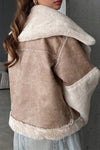 Women Casual Plush Paneled Large Lapel Short Jacket