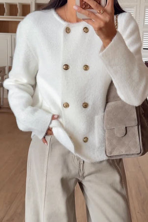 Women Elegant Plush Double-Breasted Jacket