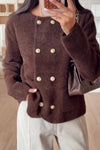 Women Elegant Plush Double-Breasted Jacket