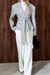 Women Elegant Office Tie Blazer