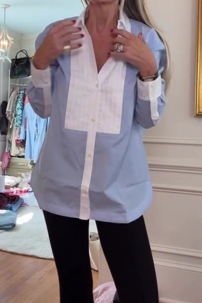 Women Elegant Office Contrast Panel Shirt