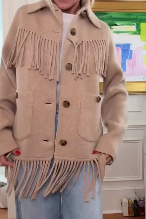 Women Casual Western Fringe Lapel Jacket