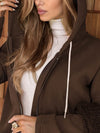 Women Hooded Drawstring Casual Coat