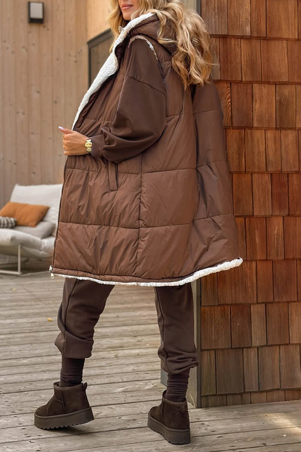 Women Plush Reversible Casual Long Vest