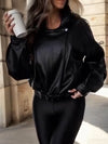 Women Lapel Leather Temperament Casual Jacket