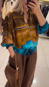 Women Round Neck Zippered Gradient Jacket + Pants Casual Suit
