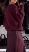 Women Inner Suspender Dress + Knitted Sweater Solid Color Casual Suit