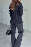 Women Elegant Office Round Neck Contrast Color Blazer