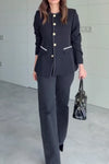 Women Elegant Office Round Neck Contrast Color Blazer