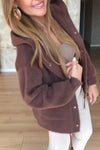 Women Hooded Plush Button-down Casual Coat