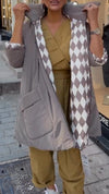 Women Lapel Internal Grid Pattern Style Casual Cotton Jacket
