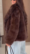 Women Lapel Plush Solid Color Casual Coat