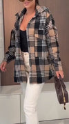 Women Lapel Plaid Casual Shirt