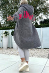 Women Plush Printed Letter Casual Coat