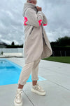 Women Plush Printed Letter Casual Coat