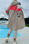 Women Plush Printed Letter Casual Coat