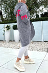 Women Plush Printed Letter Casual Coat