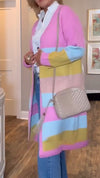 Women Contrasting Color Casual Knitted Cardigan