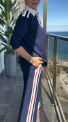 Womens Lapel Striped Casual Suit