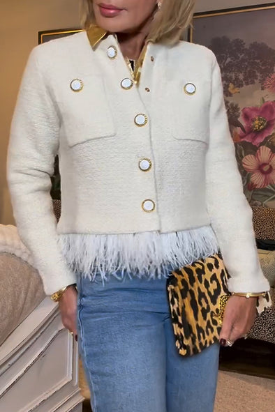 Ladies Lapel and Buckle Patchwork Tassel Temperament Casual Jacket