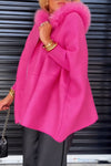 Women Fur Collar Solid Color Casual Jacket