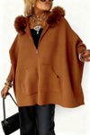 Women Fur Collar Solid Color Casual Jacket
