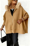 Women Fur Collar Solid Color Casual Jacket