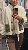 Women Round Neck Splicing Plush Casual Coat