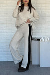 Women Round Neck Vertical Striped Casual Suit