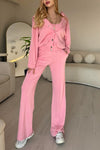 Women Solid Color Casual Three-piece Suit