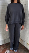 Women Round Neck Solid Color Casual Suit