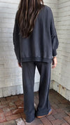Women Round Neck Solid Color Casual Suit