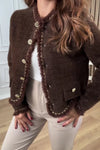Women Elegant Thick Woven Textured Raw Edge Coat