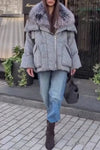 Women Casual Warm Brushed Large Fur Collar Jacket