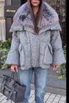 Women Casual Warm Brushed Large Fur Collar Jacket